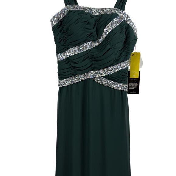 New Prom Formal Nox Anabel Green Sequin Rouched Maxi Dress Gown Juniors XS HOCO - Picture 6 of 16
